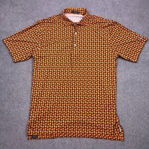 turtleson‎ polo shirt orange geometric legends country club mens medium